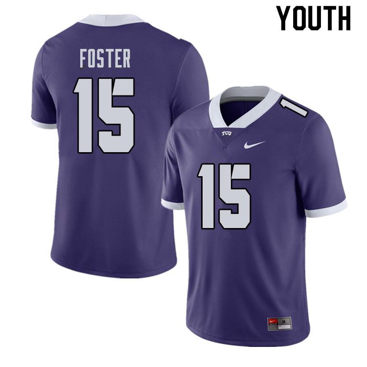 Youth #15 Josh Foster TCU Horned Frogs College Football Jerseys Sale-Purple - Click Image to Close